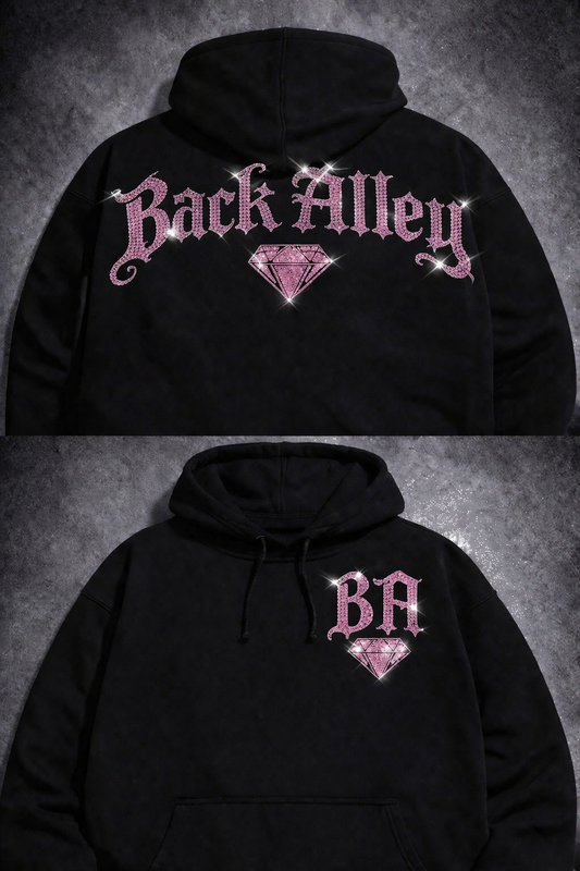 Pink Rhinestone Black Hoodie